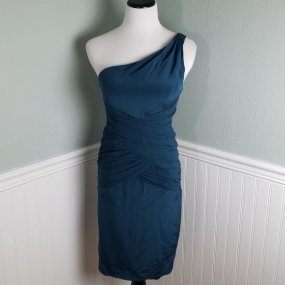 Nicole Miller Grecian One Shoulder Fitted Dress - Picture 1 of 7